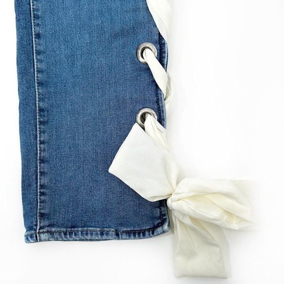 PAIGE Sarah High Rise Ribbon Detail Straight Leg Jeans sz 25 - Picture 8 of 12